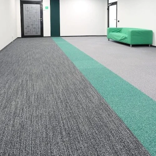 Durable office carpets in gray and green, ideal for high-traffic areas