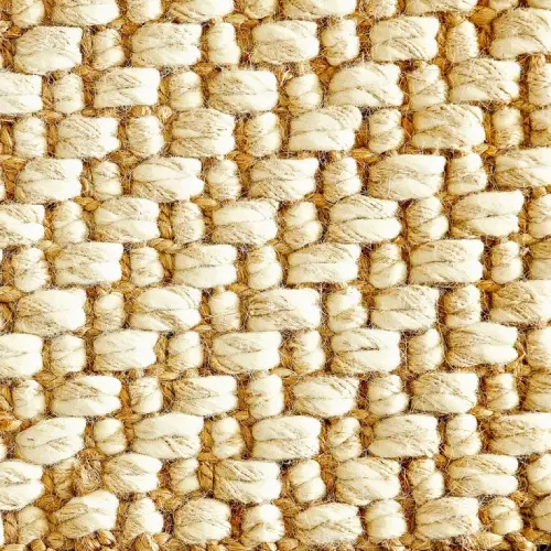 Close-up of a jute rug's textured weave